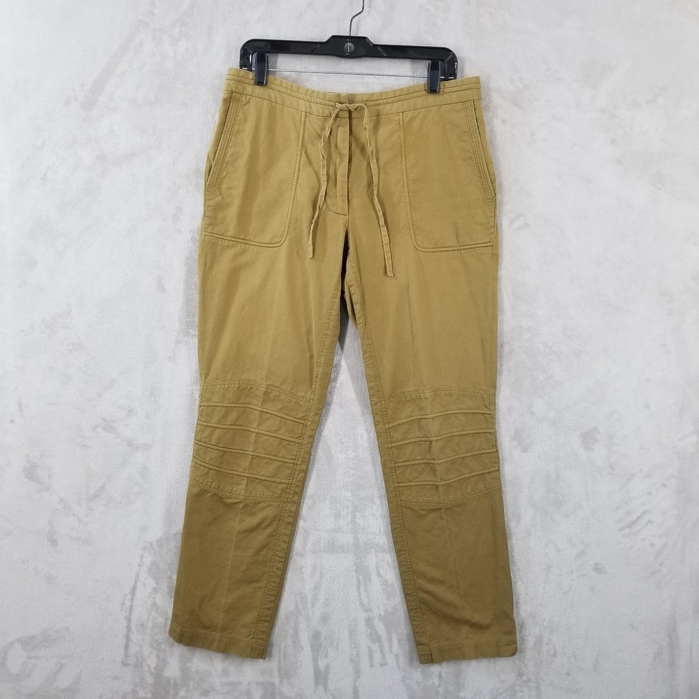 Dries Van Noten Pants Women 40 Beige Medium Cotton Paper Drawstring Double Knee